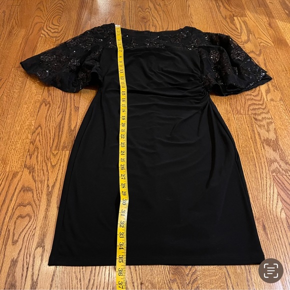 Lauren Ralph Lauren Sheer Yoke Sequined Black Sheath Dress - Picture 9 of 12